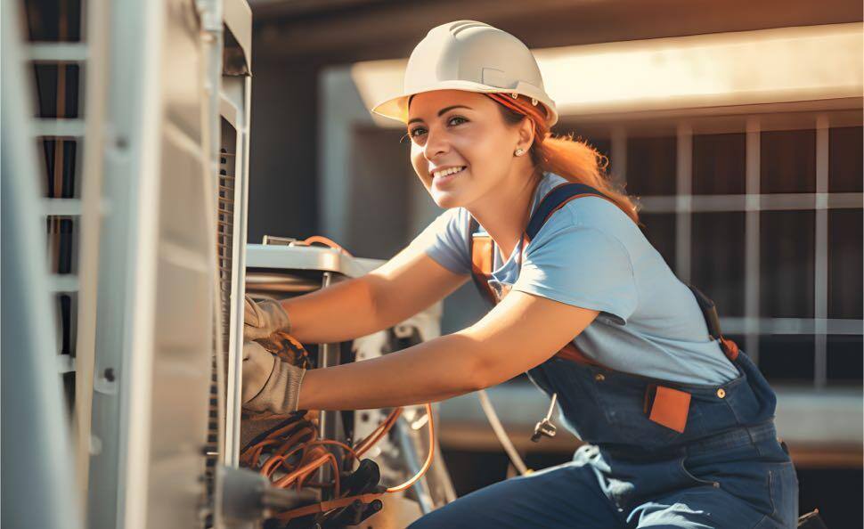 Young-female-mechanic-engineer-repairing-air-conditioner-outdoors-Sep-02-2024-10-22-49-6266-PM Young-female-mechanic-engineer-repairing-air-conditioner-outdoors-Sep-02-2024-10-22-49-6266-PM